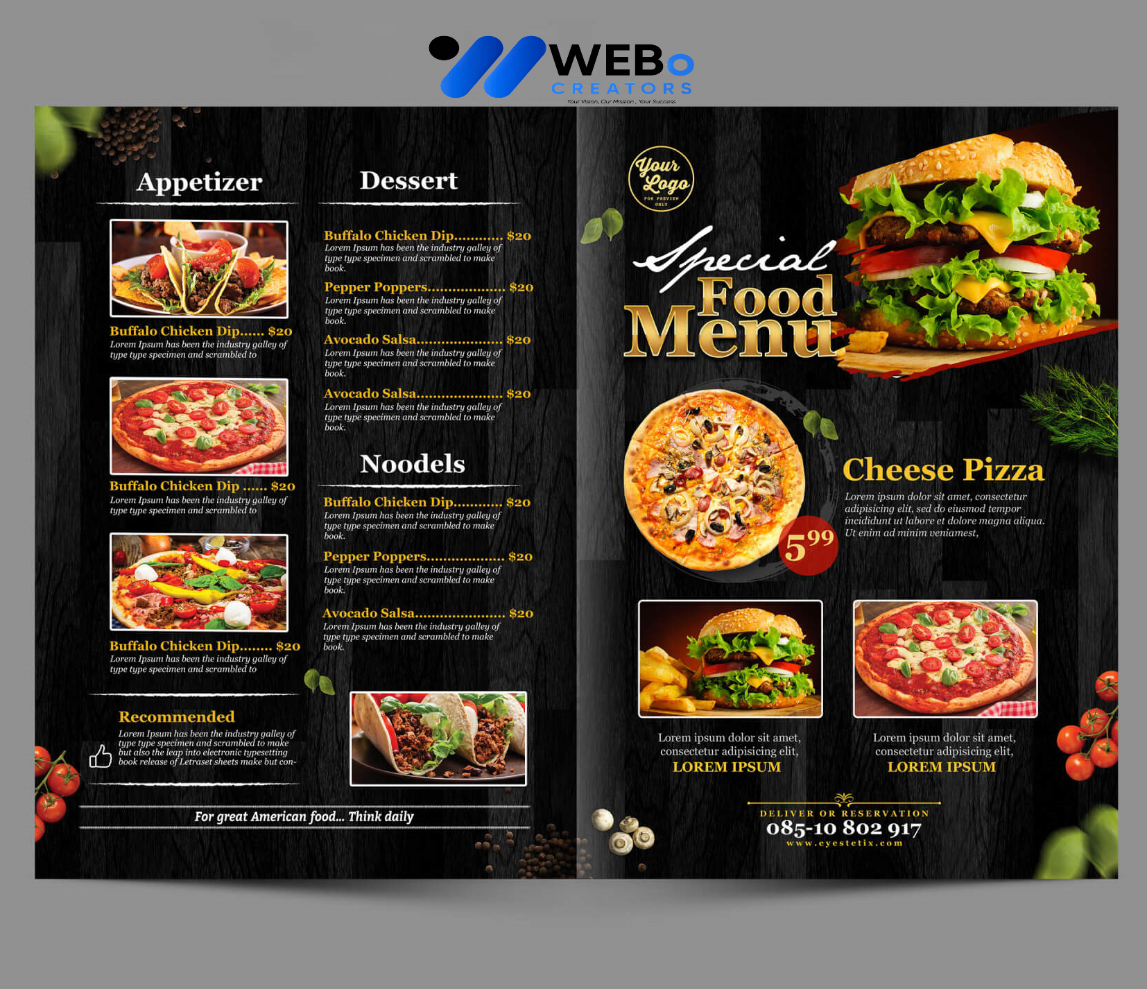 Modern restaurant menu design Alaska 2026 café menu layout food branding design services